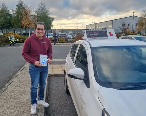 Successful driving test pass certificate held by student 3 who learned with Jo Learn To Drive driving school